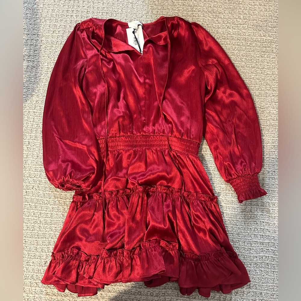 Red Satin Boutique Dress. NWT